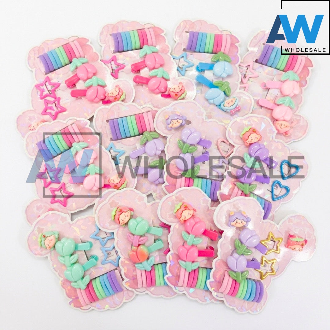 HPN-2633 (12 cards) 16 in 1 Hair TIe + Hair Clip Set