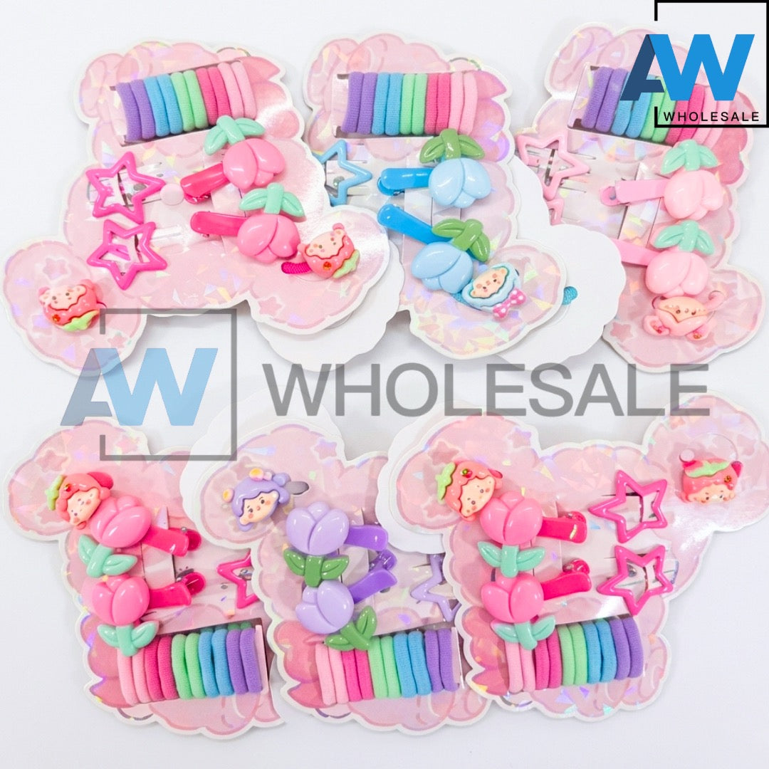HPN-2633 (12 cards) 16 in 1 Hair TIe + Hair Clip Set