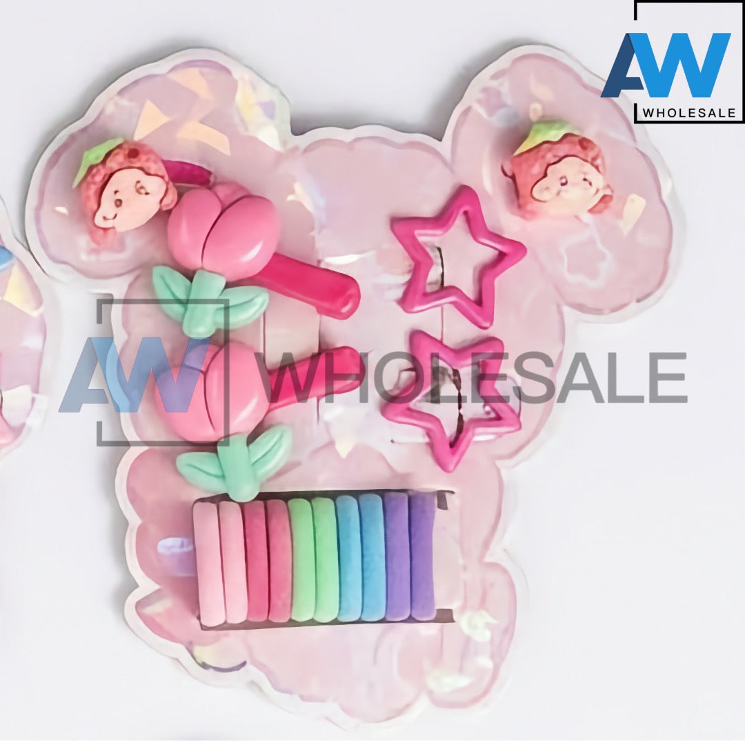 HPN-2633 (12 cards) 16 in 1 Hair TIe + Hair Clip Set