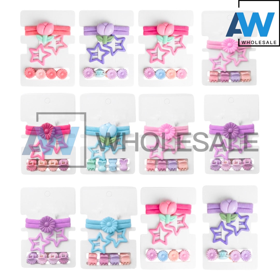 HPN-2634 (12 cards) 8 in 1 Hair TIe + Hair Clip Set