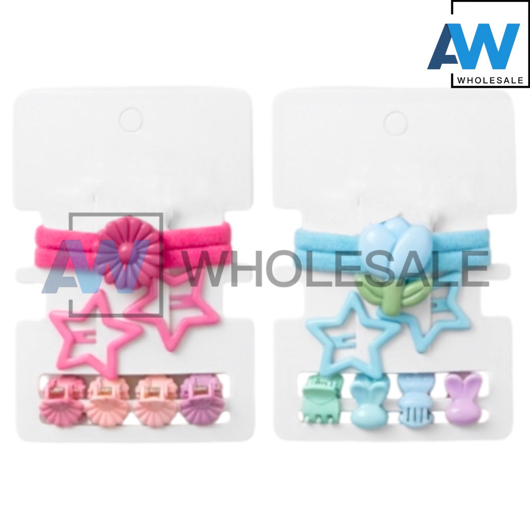 HPN-2634 (12 cards) 8 in 1 Hair TIe + Hair Clip Set