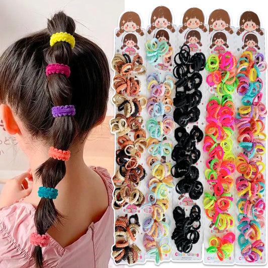 HPN-2641 (1 card) Braided Fabric 10 in 1 Hair Tie Sets