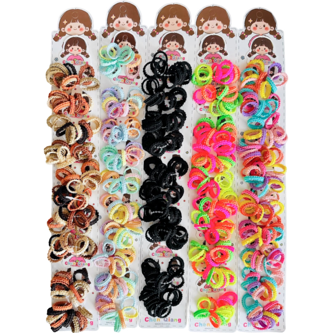 HPN-2641 (1 card) Braided Fabric 10 in 1 Hair Tie Sets