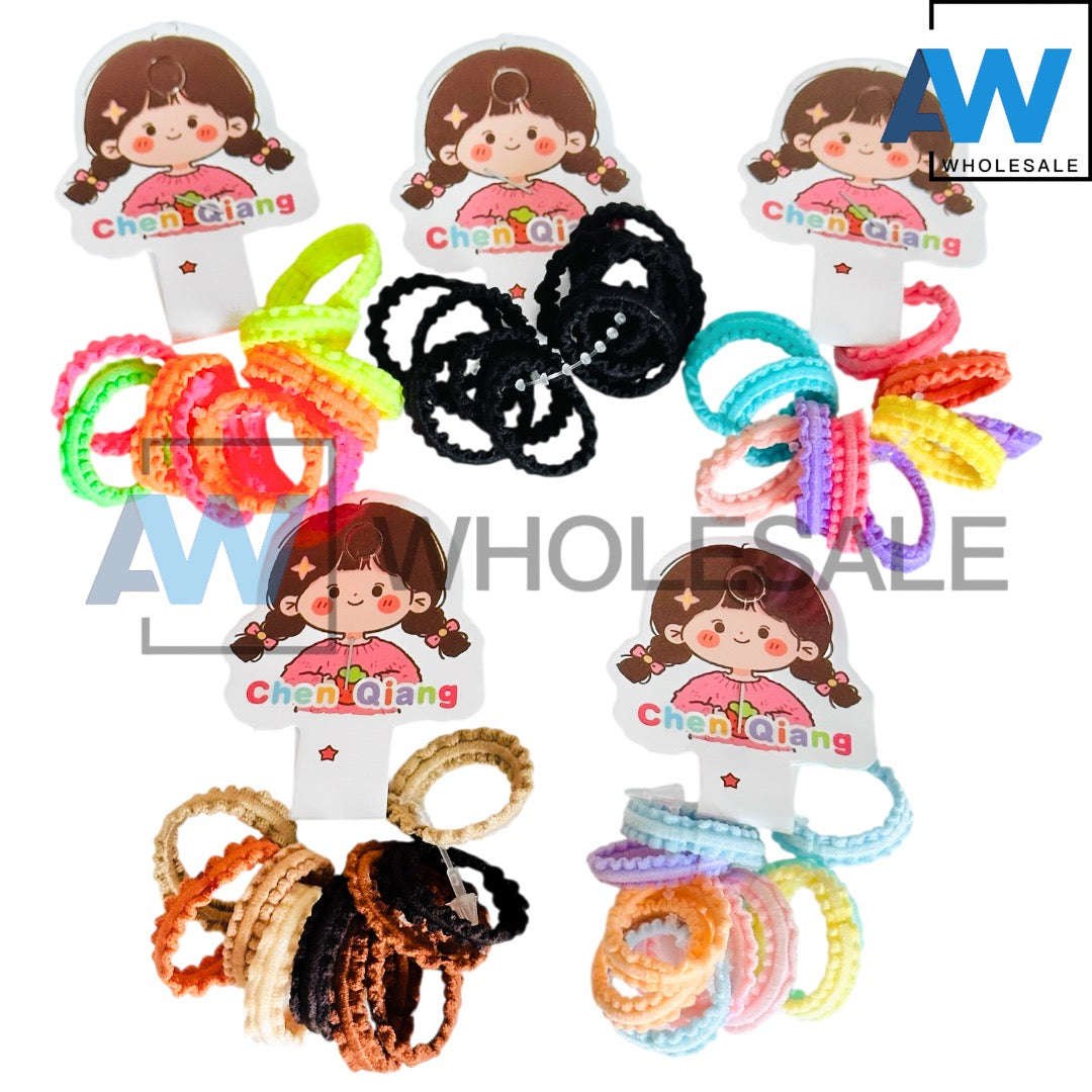 HPN-2641 (1 card) Braided Fabric 10 in 1 Hair Tie Sets