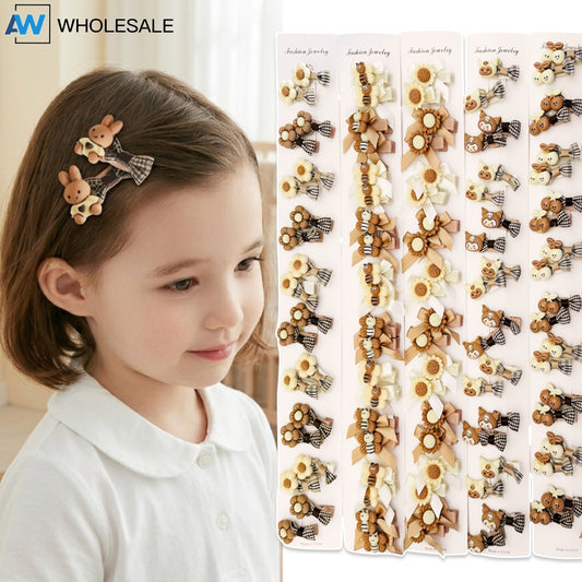 HPN-2642 (20 pcs) Character Ribbon Hair Clips
