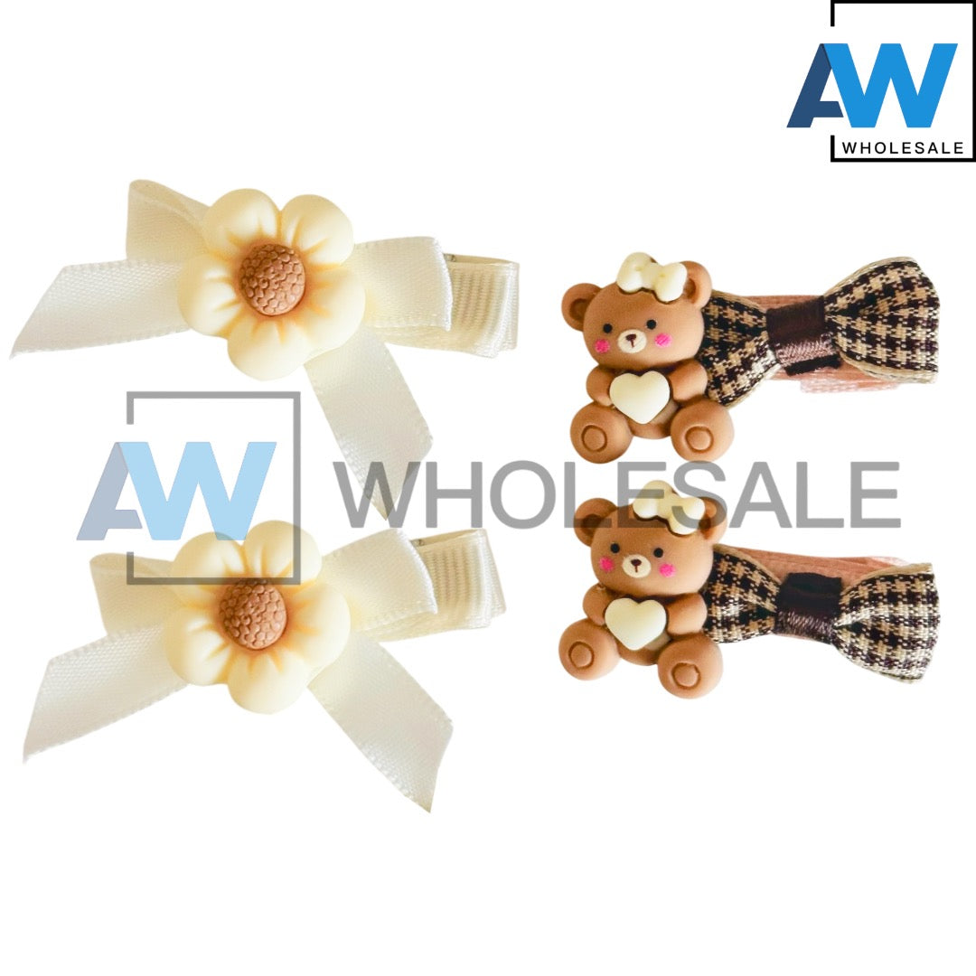 HPN-2642 (20 pcs) Character Ribbon Hair Clips