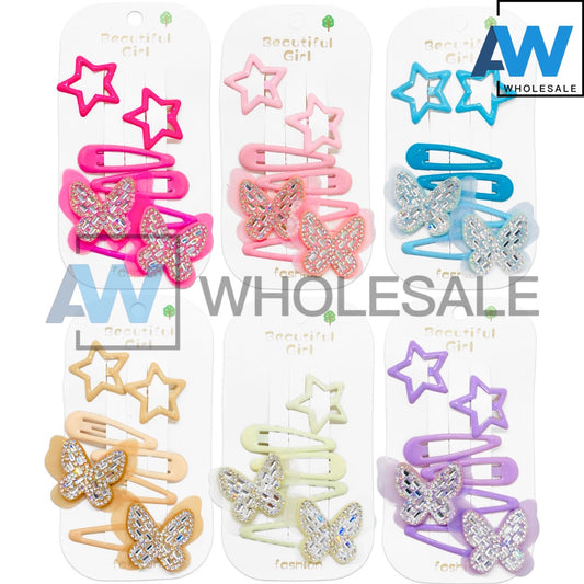 HPN-2643 (12 cards) Butterfly Snap Hair Clip Sets