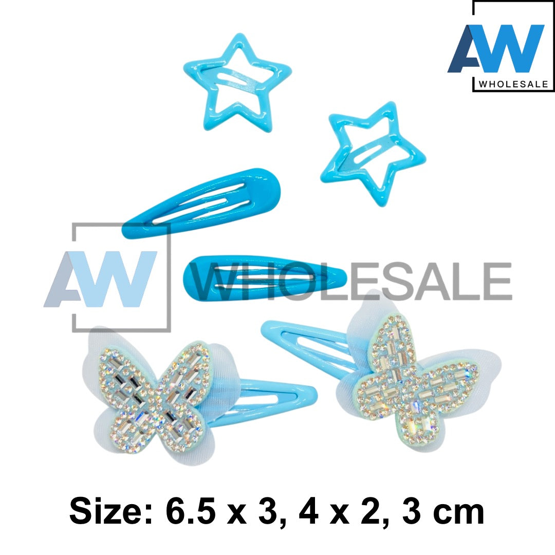 HPN-2643 (12 cards) Butterfly Snap Hair Clip Sets