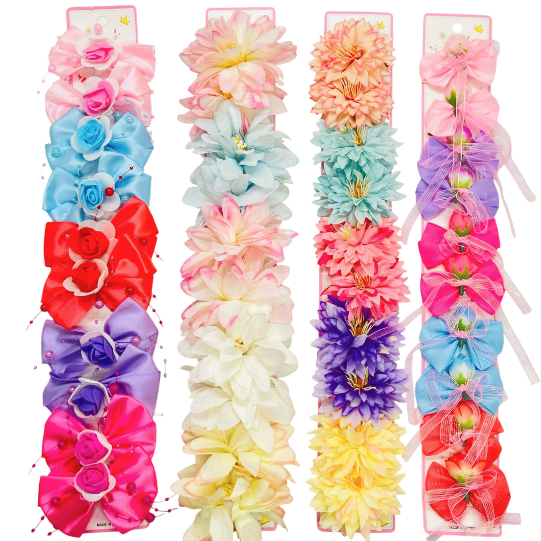 HPN-2647 (10 pcs) Tulip Ribbon Hair Clip Set