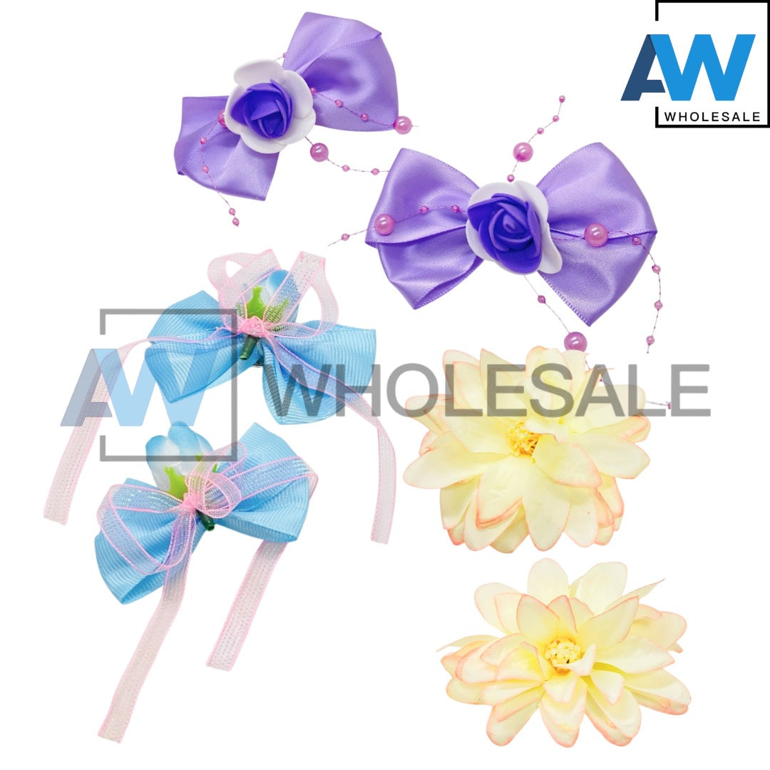 HPN-2647 (10 pcs) Tulip Ribbon Hair Clip Set