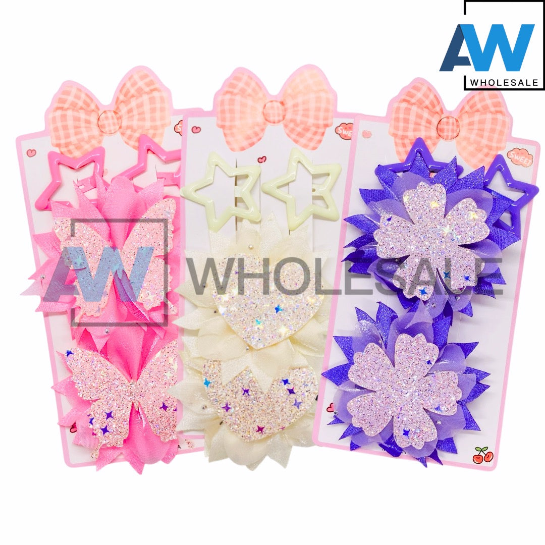 HPN-2650 (12 cards) 4 in 1 Star Snap Hair Clip Set