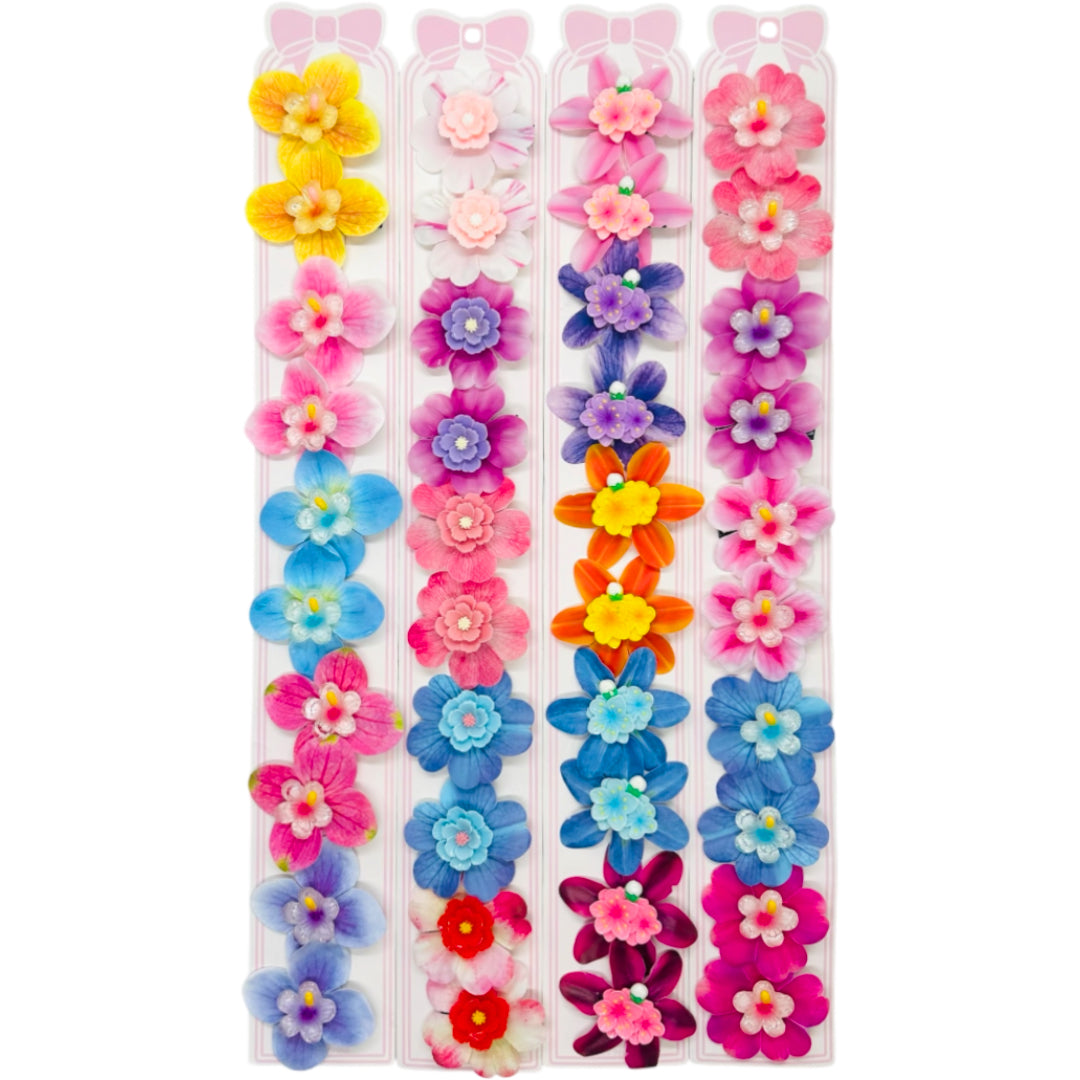 HPN-2653 (10 pcs) Double Layer Flower Hair Clip Set