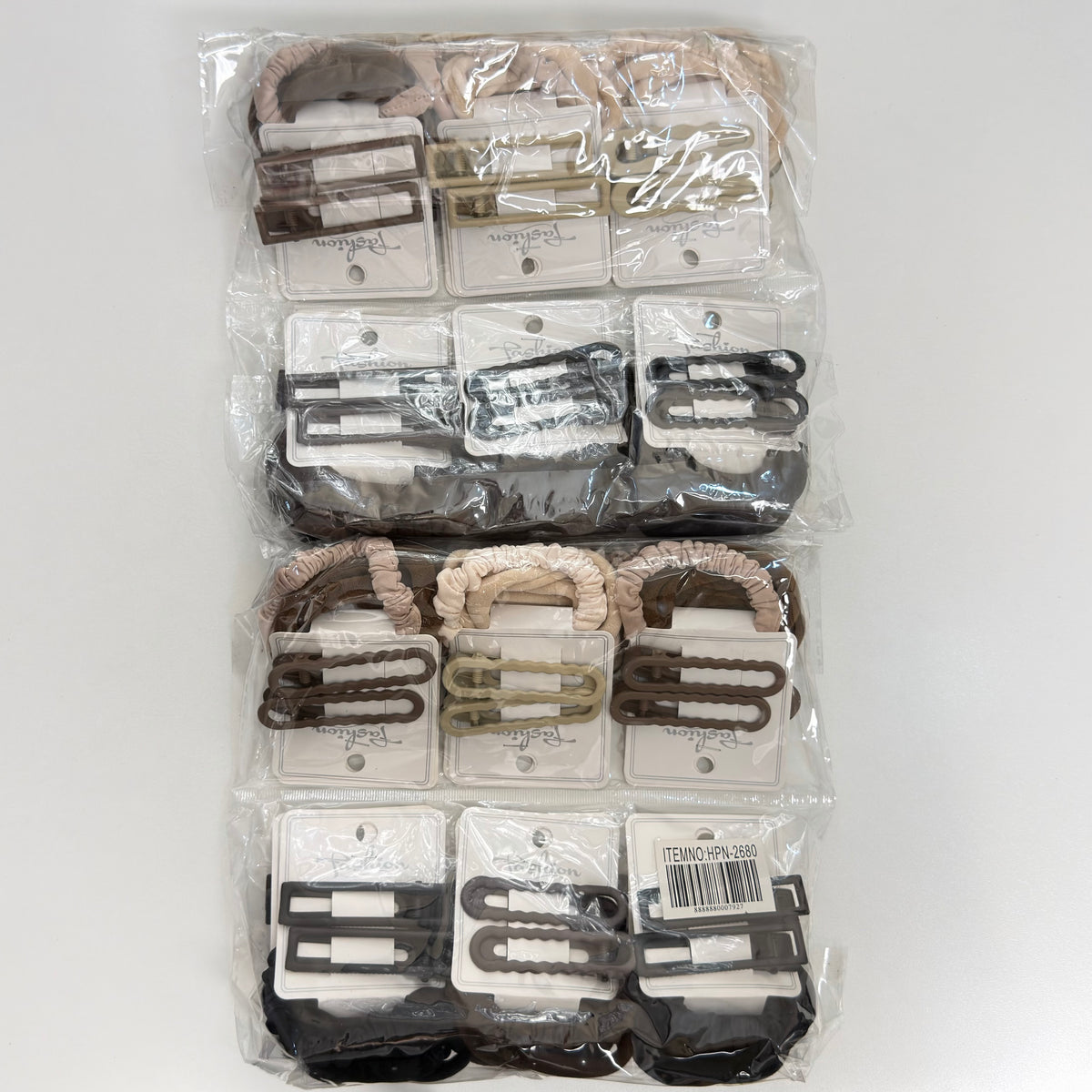 HPN-2680 (12 cards) 2 Clips + 5 Ties Hair Set
