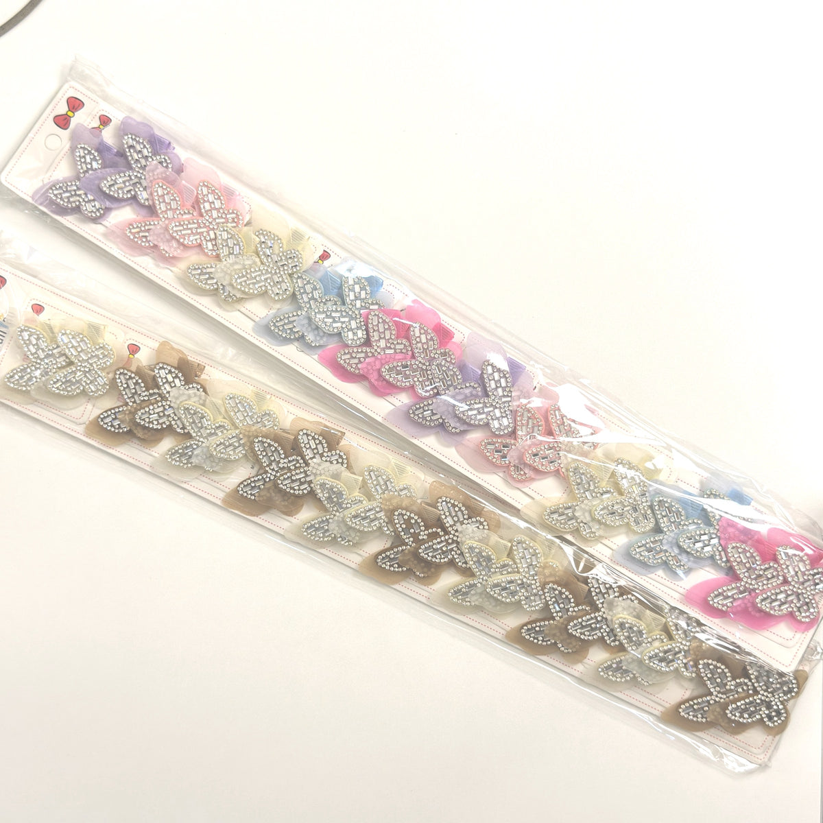 HPN-2716 (1 card) Rhinestone Butterfly Hair Clips Pair