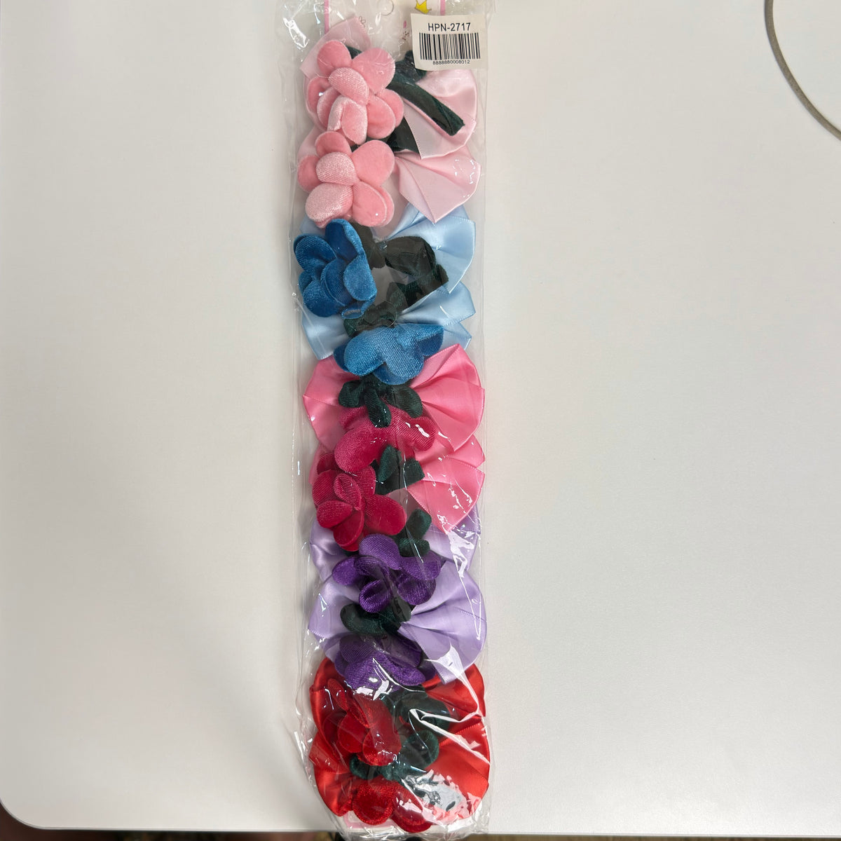 HPN-2717 (10 pcs) Velvet Rose Ribbon Hair Clip