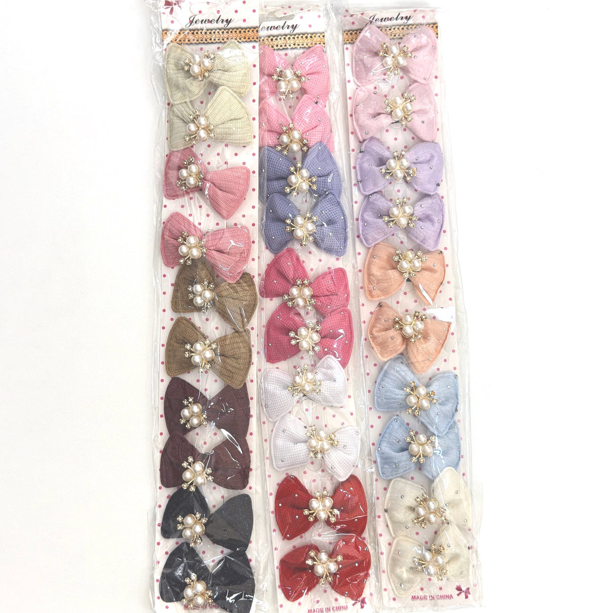 HPN-2725 (10 pcs) 3-Pearl Ribbon Hair Clip