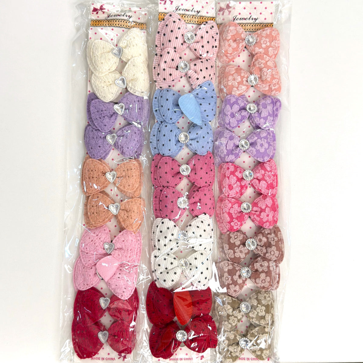 HPN-2726 (10 pcs) Gemstone Bow Tie Hair Clip