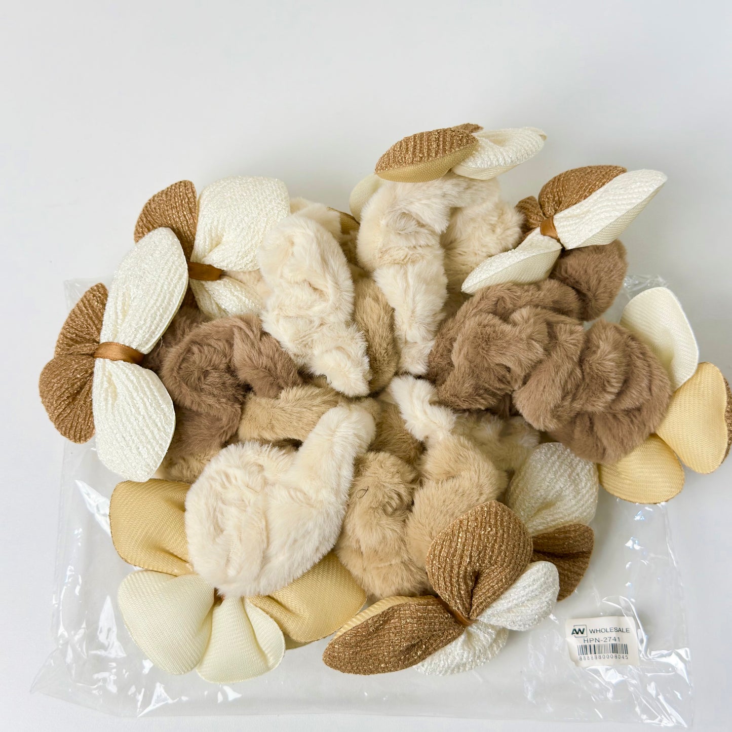 HPN-2741 (10 pcs) Plush Scrunchie and Bow Hair Tie