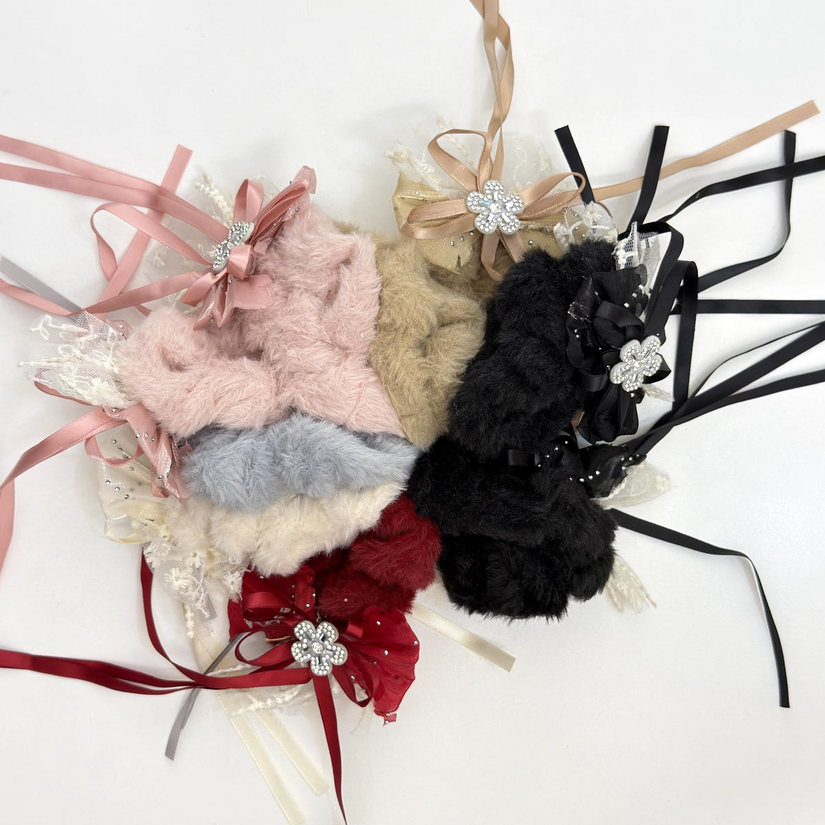 HPN-2764 (10 pcs) Diamond Scrunchies with String