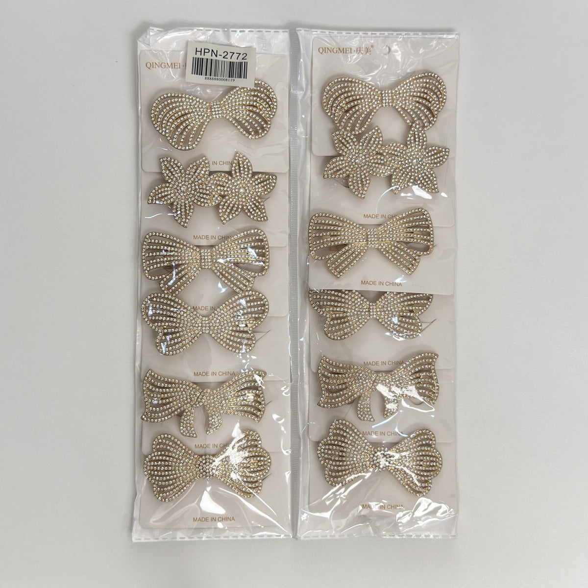 HPN-2772 (12 pcs) 8cm Full Rhinestone Steel Hair Clip