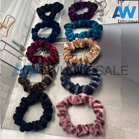 HPN-1588 (10 pcs) Velvet Scrunchies Hair Ties