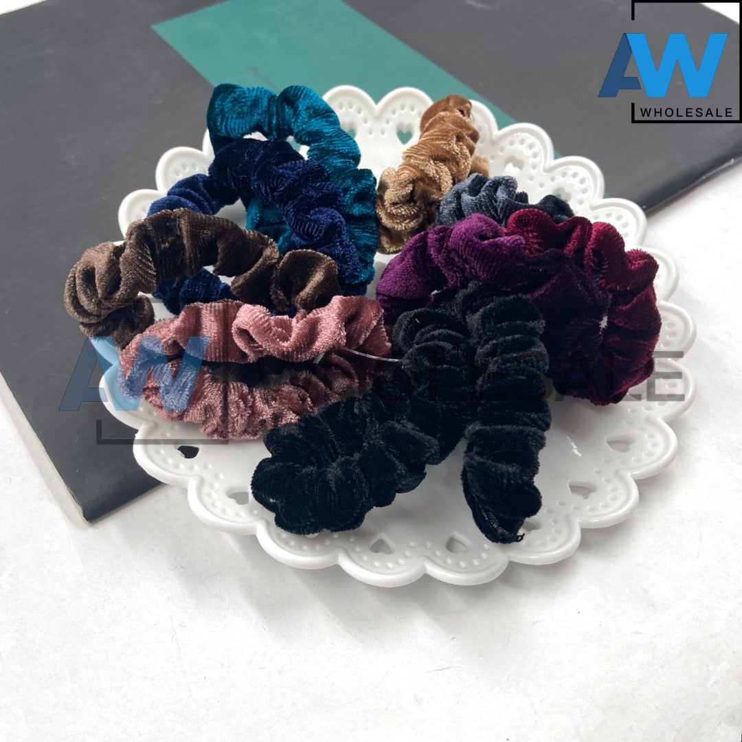 HPN-1588 (10 pcs) Velvet Scrunchies Hair Ties