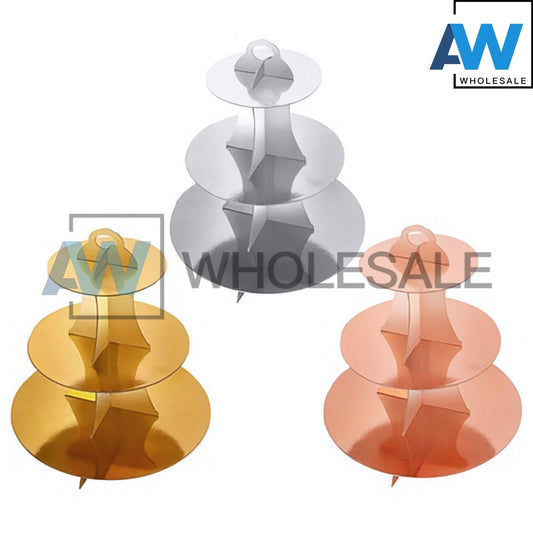 PS-80D (1 set) Metallic Paper Cupcake Stand