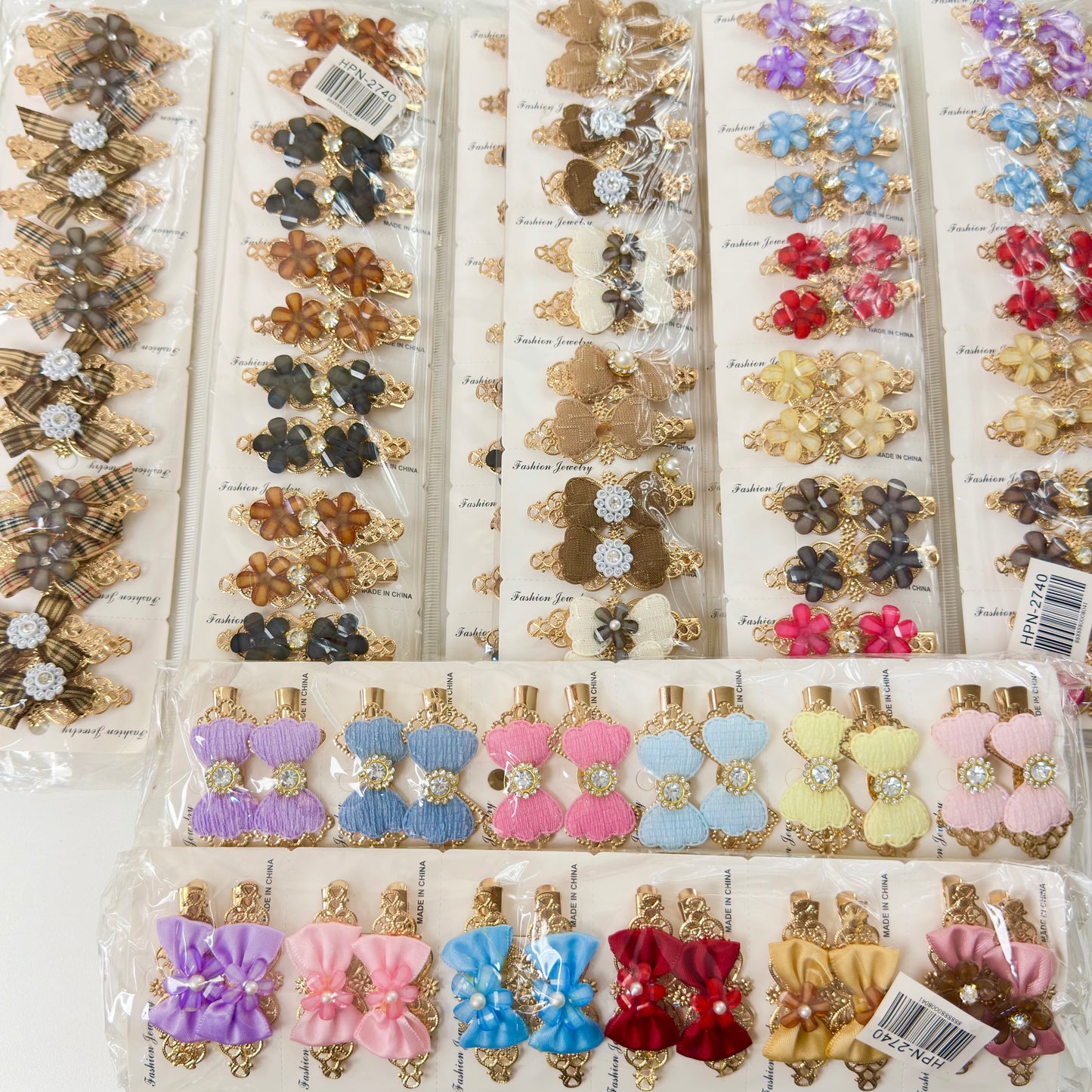 HPN-2740 (24 pcs) Bow Flower Hair Clip Set