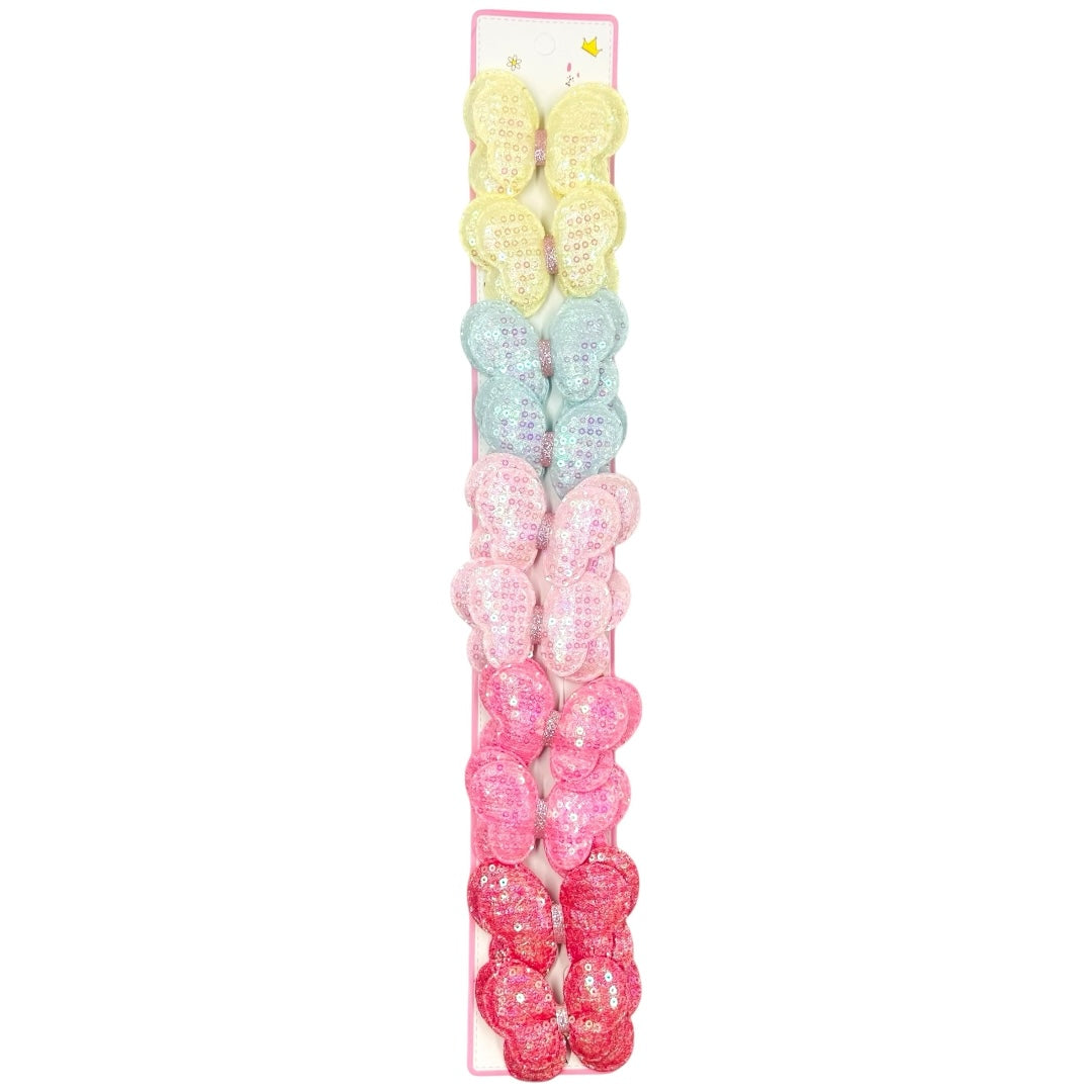 HPN-2485 (10 sets) Sequin Butterfly Hair Clip