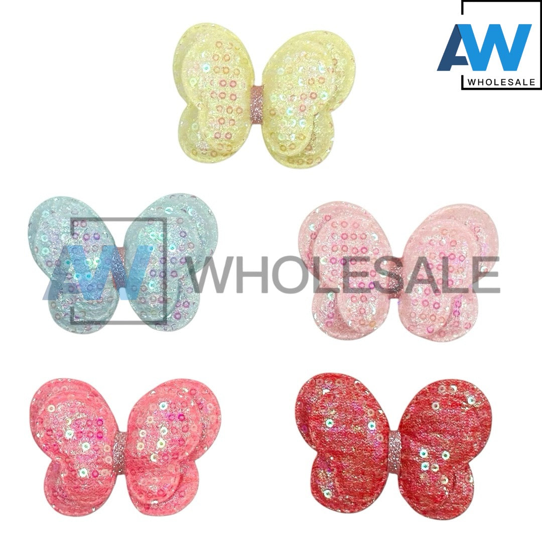 HPN-2485 (10 sets) Sequin Butterfly Hair Clip