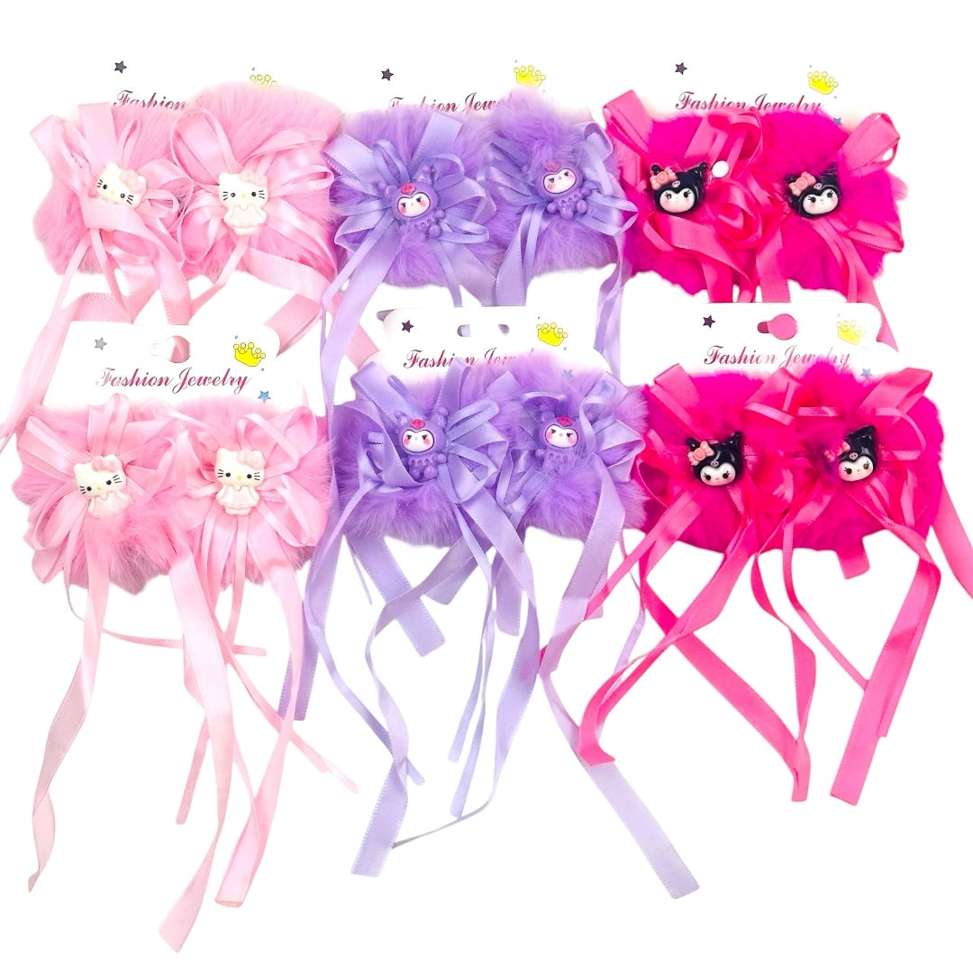 HPN-2481 (12 cards) Cute Character Ribbon Hair Clip