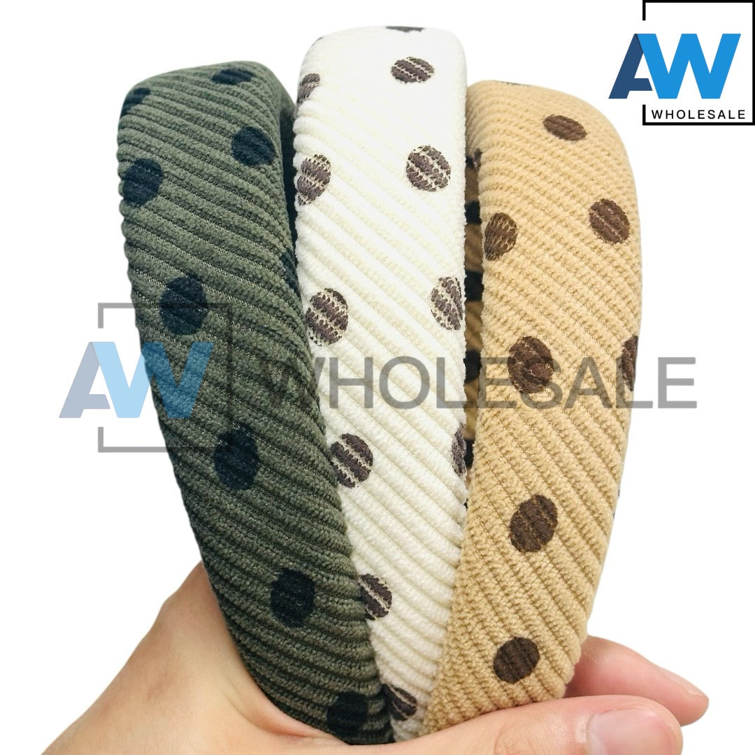 HB-1693 (12 pcs) Polka Dot Fabric Headbands