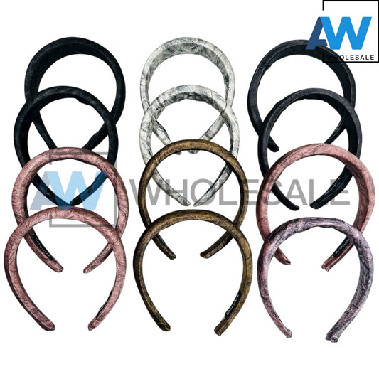 HB-1690 (12 pcs) Smoked Silk Fabric Headbands