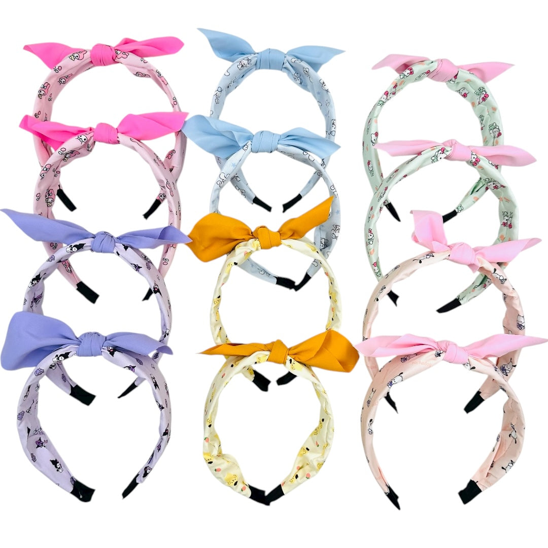 HB-1692 (12 pcs) Character Bowknot Headbands