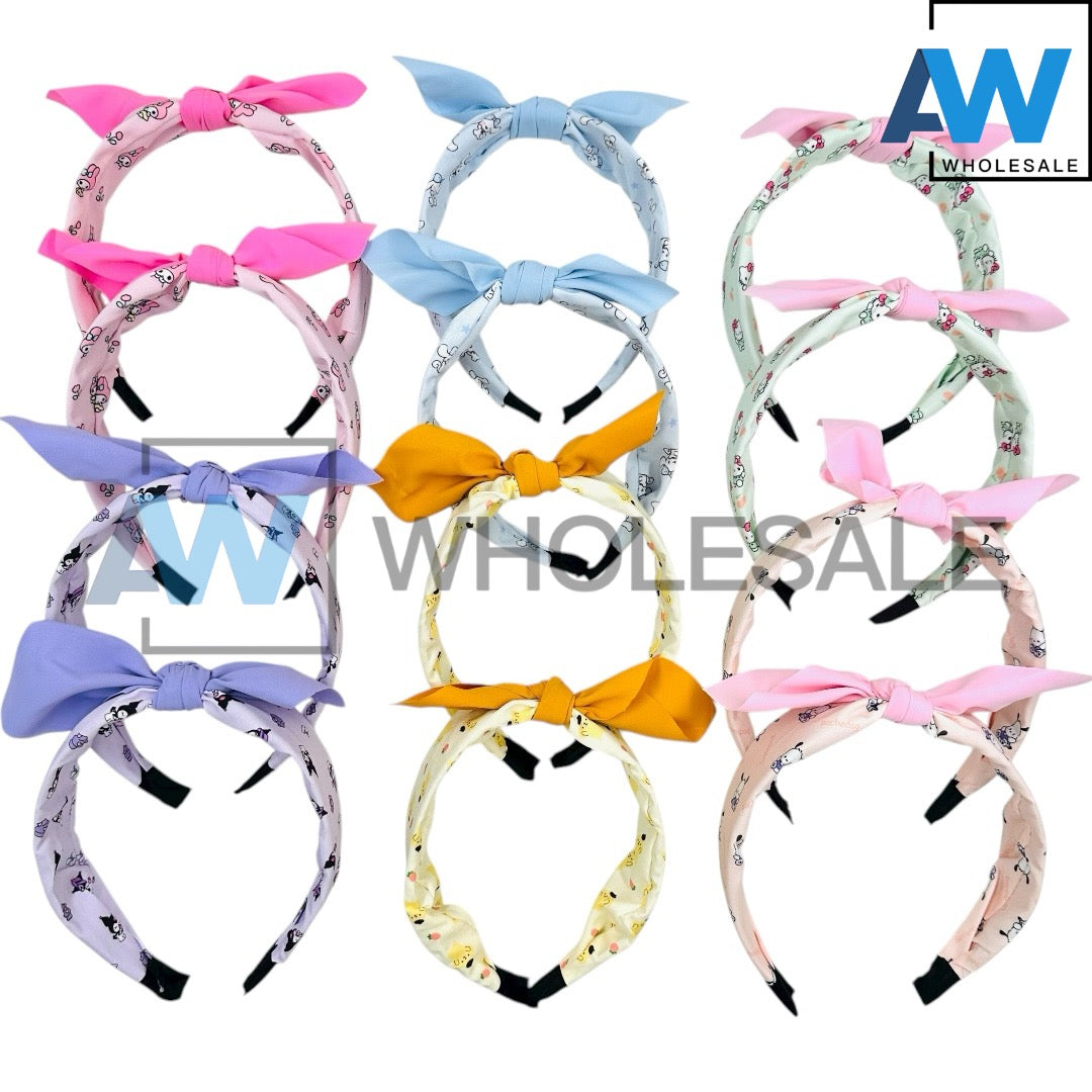 HB-1692 (12 pcs) Character Bowknot Headbands