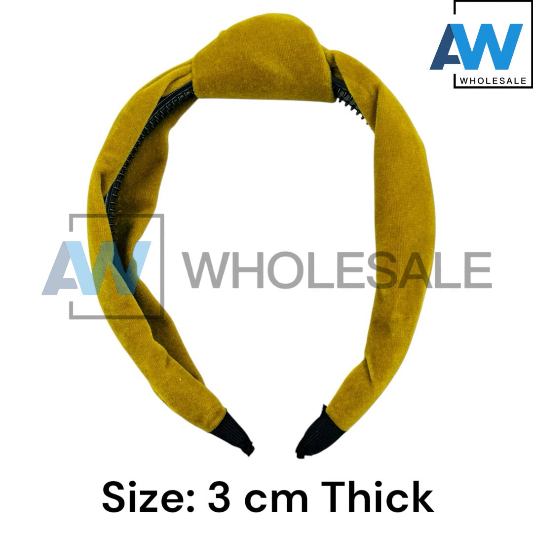 HB-1691 (12 pcs) Velvet Knotted Fabric Headbands