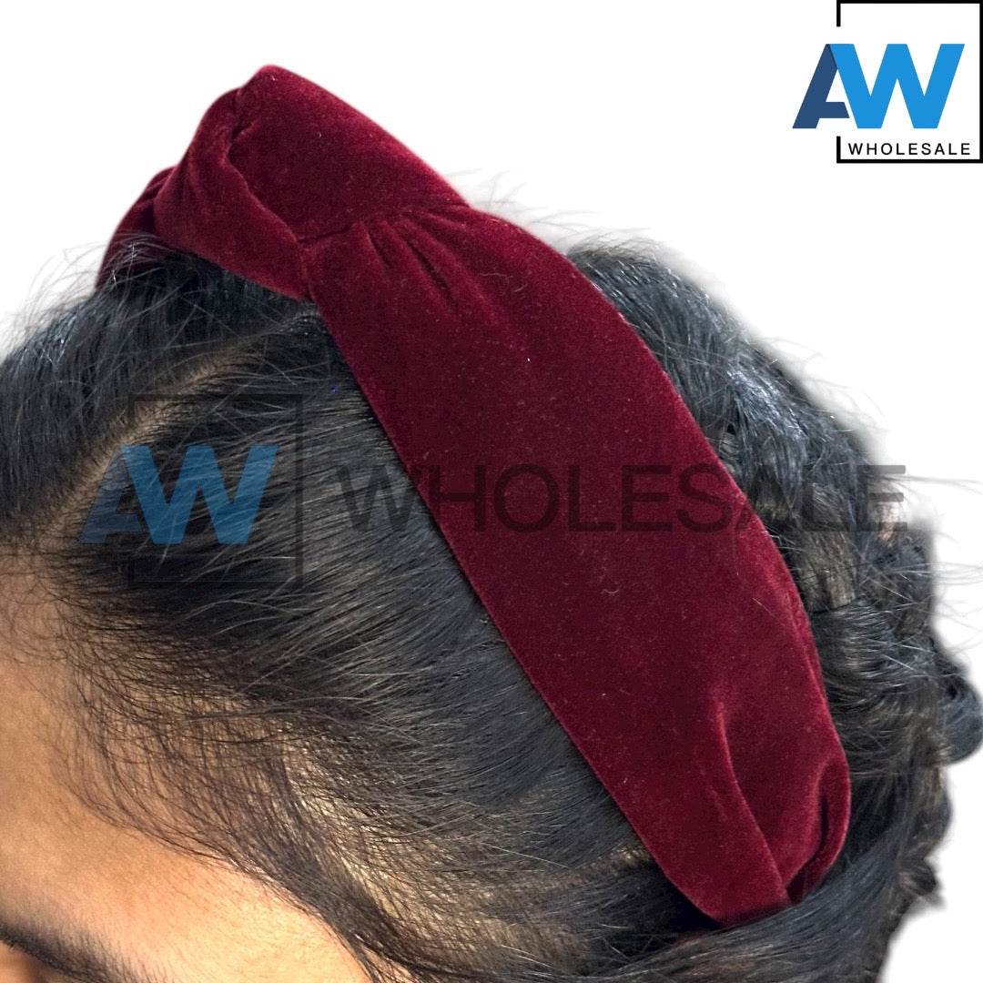 HB-1691 (12 pcs) Velvet Knotted Fabric Headbands