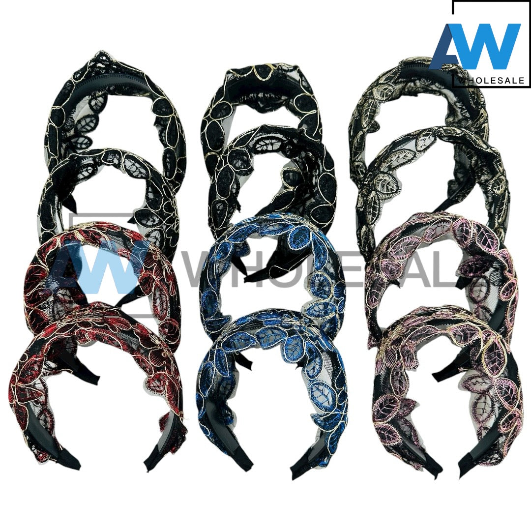 HB-1637 (12 pcs) Lace Fabric Headbands