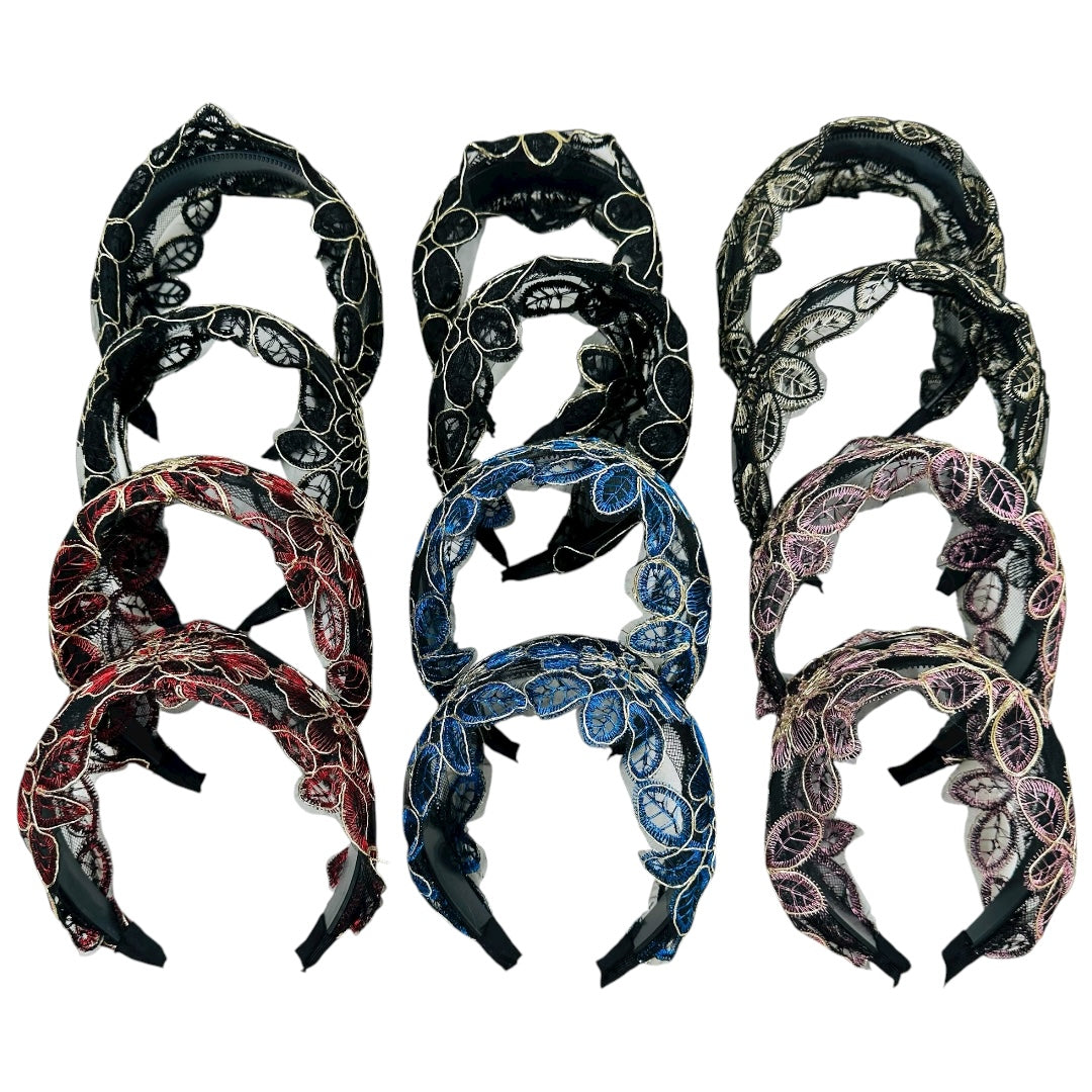 HB-1637 (12 pcs) Lace Fabric Headbands