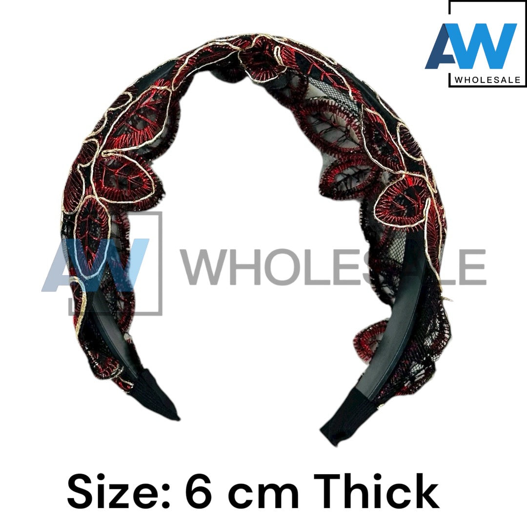 HB-1637 (12 pcs) Lace Fabric Headbands