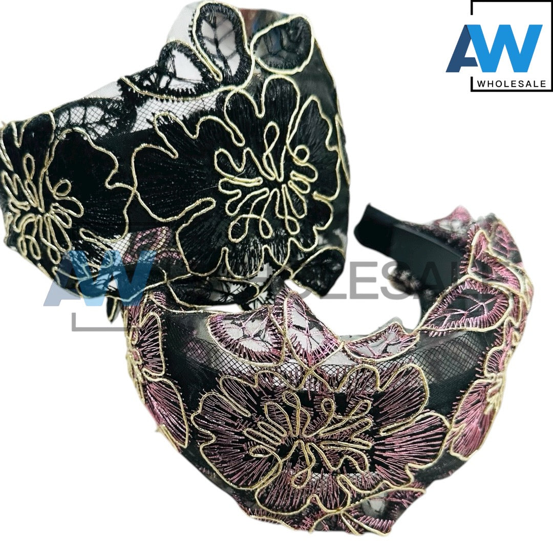 HB-1637 (12 pcs) Lace Fabric Headbands