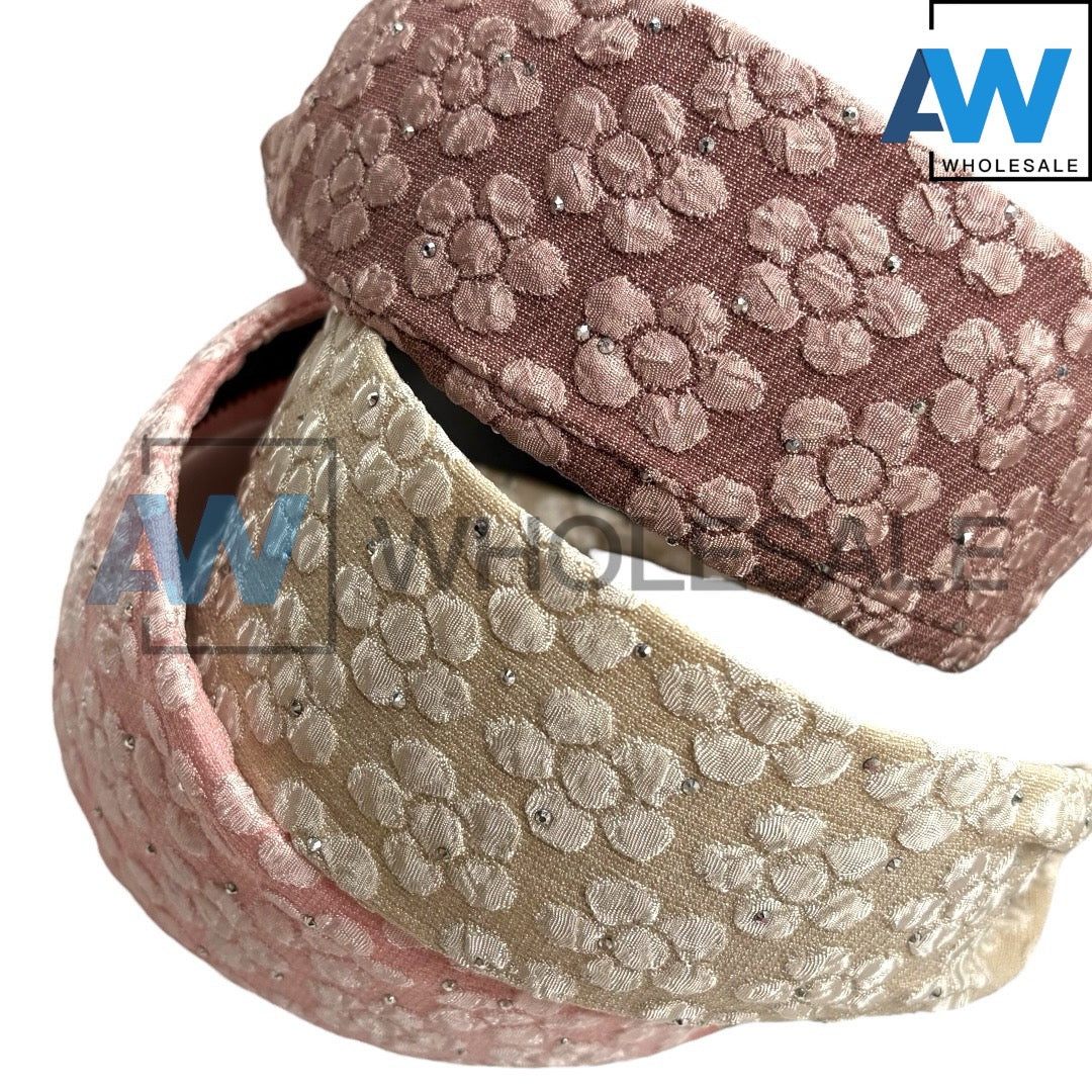 HB-1649 (12 pcs) Flower Pattern Lace Headbands