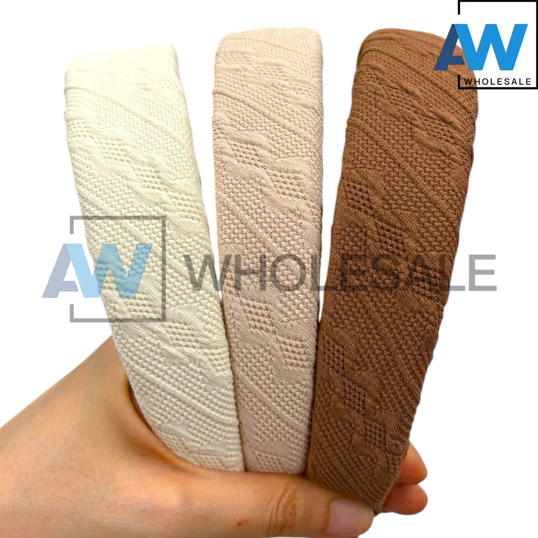 HB-1651 (12 pcs) Pattern Textured Fabric Headbands