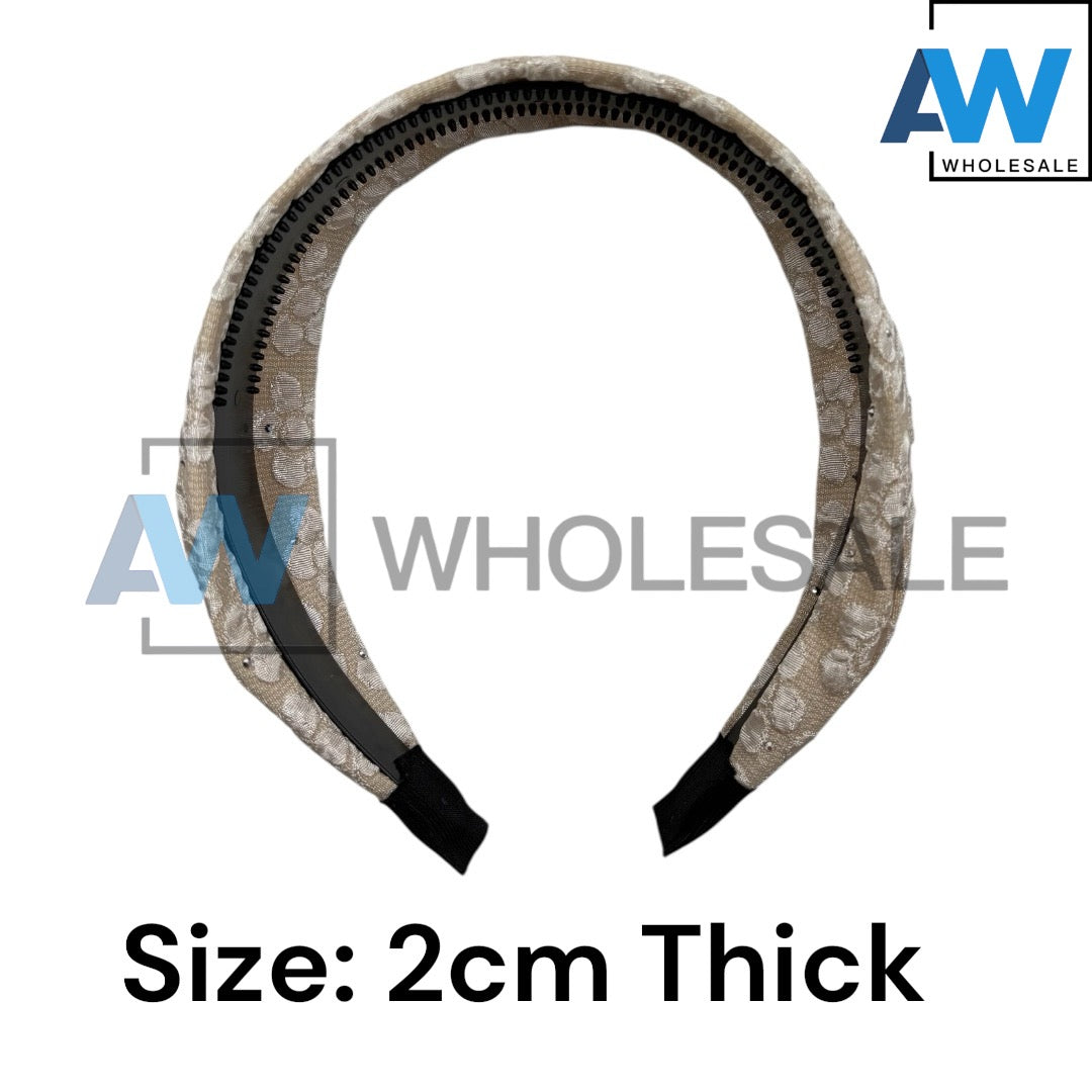 HB-1649 (12 pcs) Flower Pattern Lace Headbands