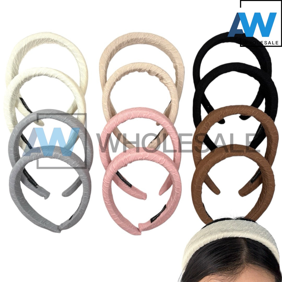 HB-1651 (12 pcs) Pattern Textured Fabric Headbands