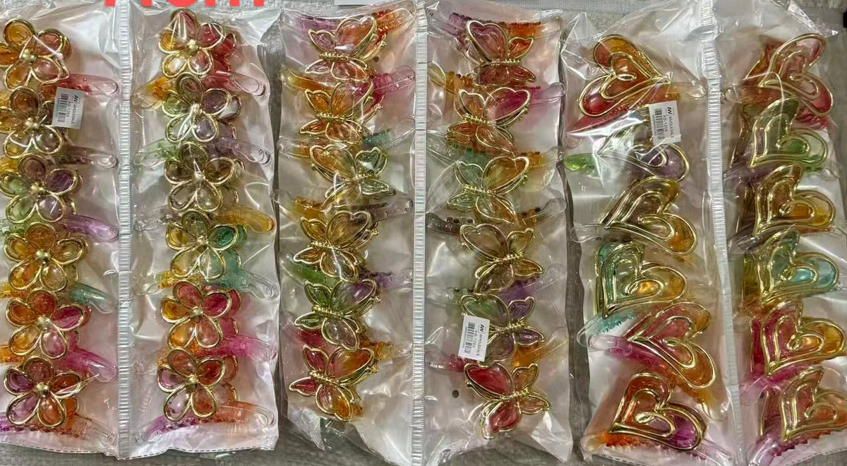 AB-1269 (12 pcs) Transparent 11 cm Hair Clamps