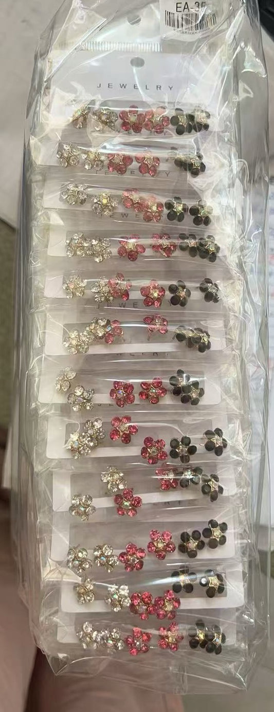EA-35 (1 card) 6 in 1 Flower Earrings Set