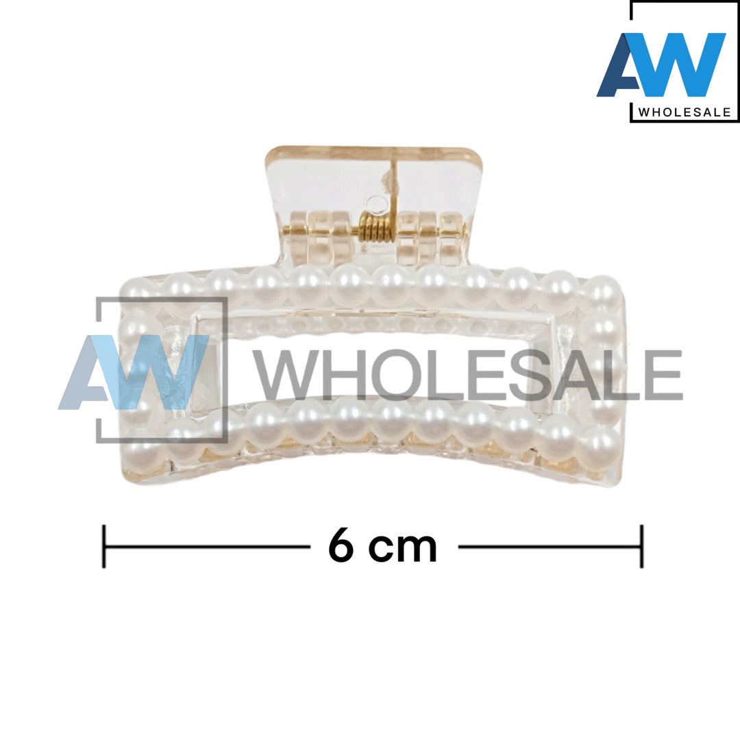 AB-287 (12 pcs) Pearl 6 cm Hair Clamps