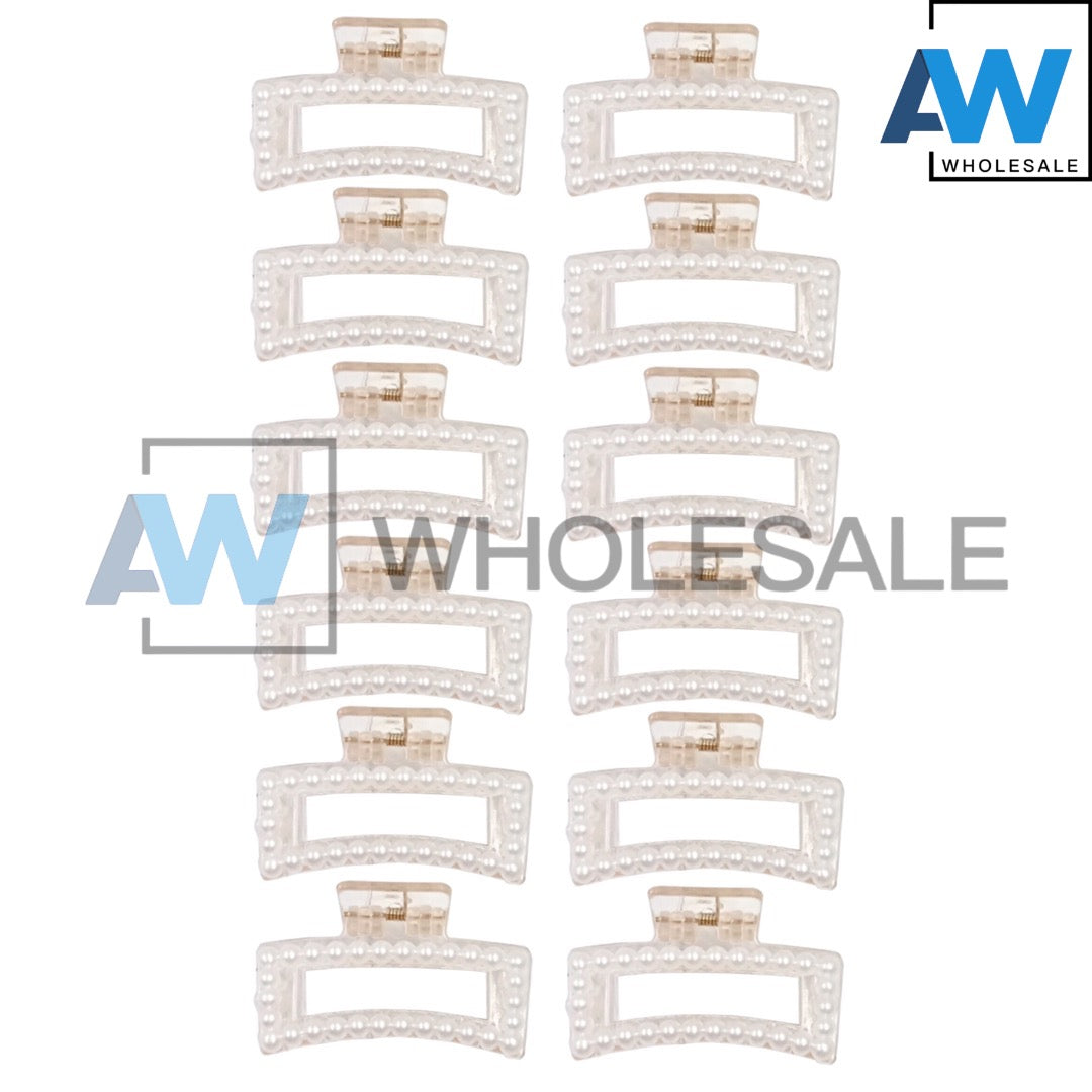 AB-287 (12 pcs) Pearl 6 cm Hair Clamps