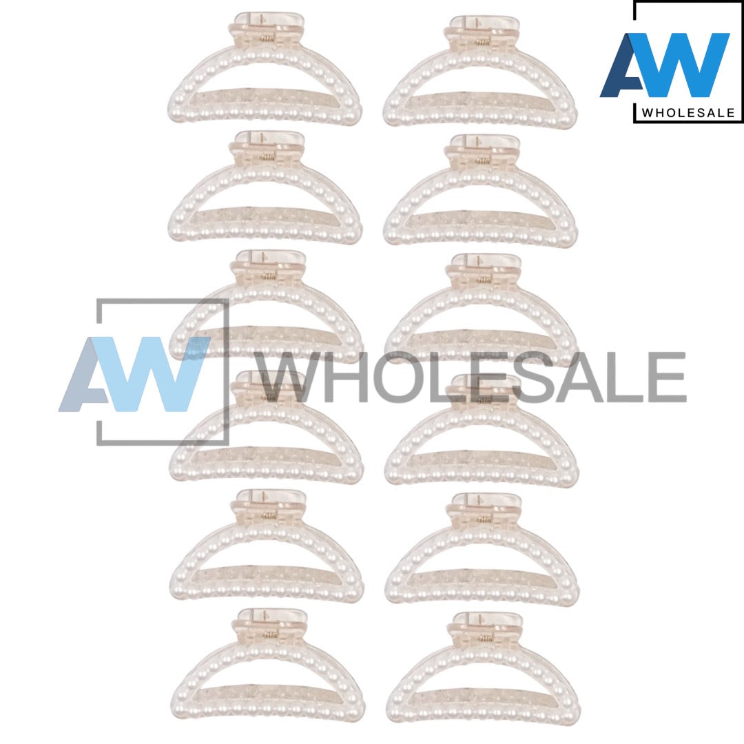 AB-287 (12 pcs) Pearl 6 cm Hair Clamps